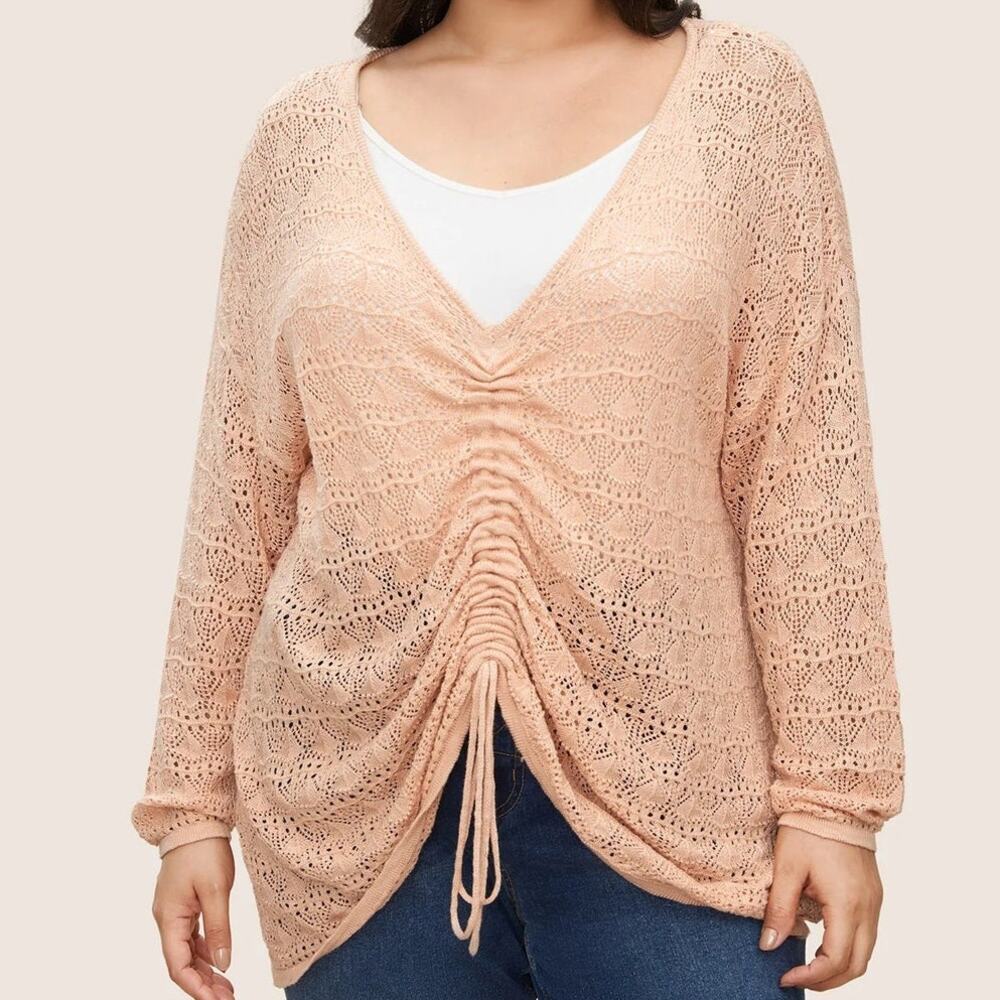 Bloomchic Texture Drawstring Shoulder Sleeve Pullover Sweater size 28 (4x)